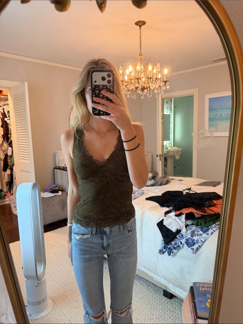 Princess Polly Olive Green Lace V-Neck Cami